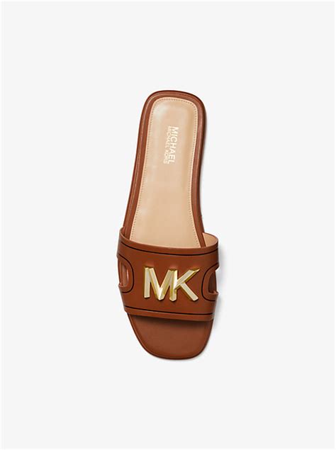 michael kors kippy leather slide sandal|michael kors summer mid sandals.